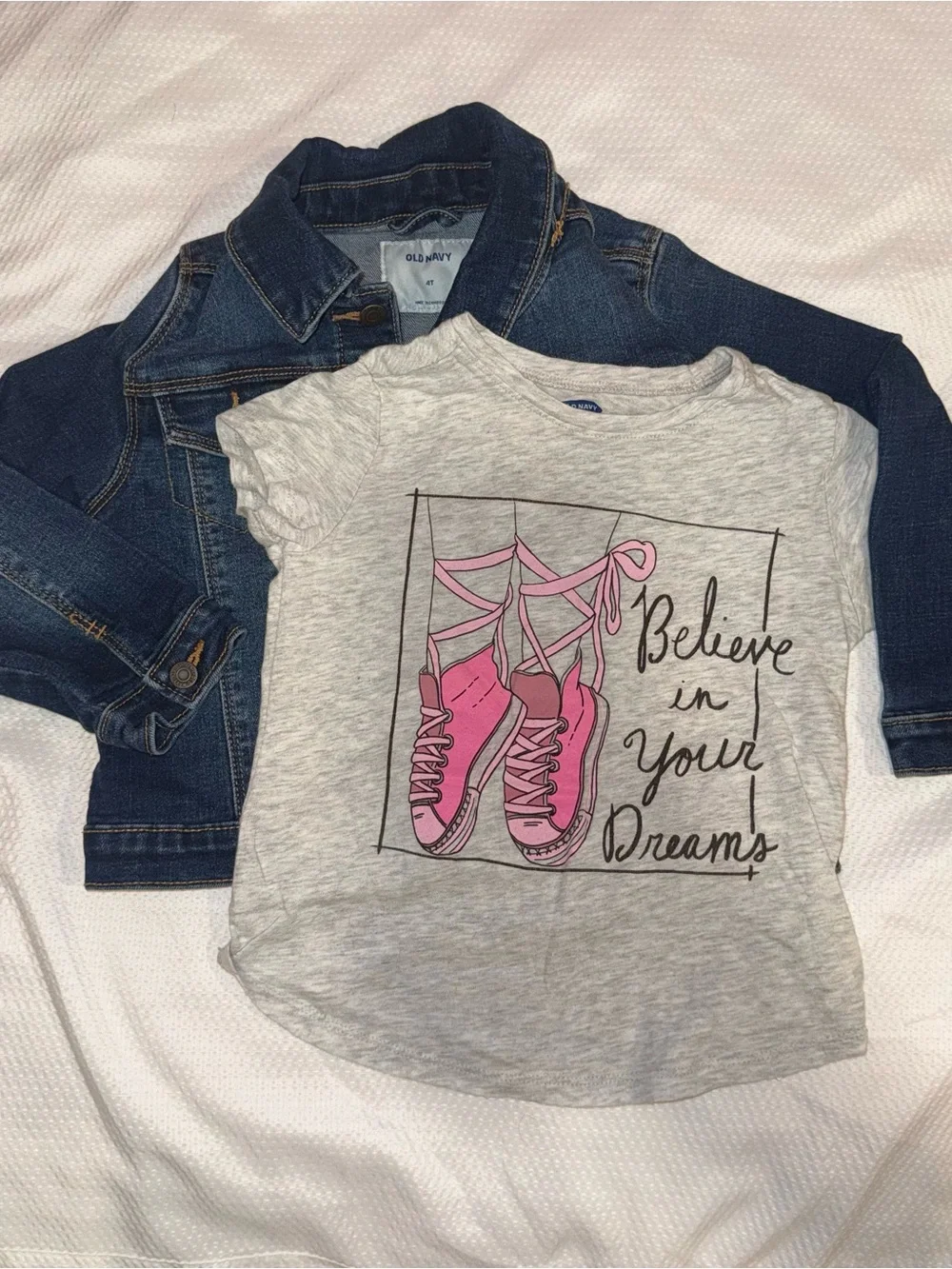 Old Navy Girls 4T Clothing Lot - Denim Jacket, Jeans, Romper, Pajamas Tops